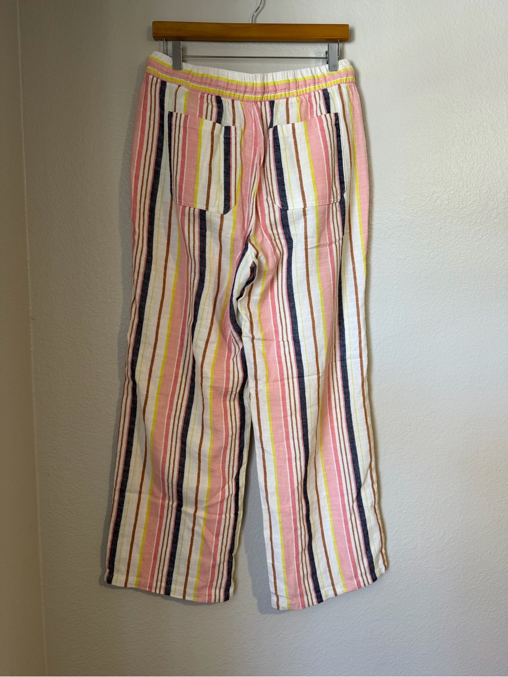 Old Navy High-Waisted Linen Blend Wide Leg Stripe Pants Medium Multicolor - Picture 6 of 9